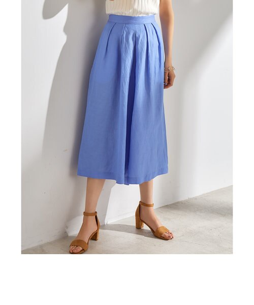 ★green label relaxing リヨセル スカーチョ★ベージュ グリーンレーベルリラクシング UNITED ARROWS 38 M 麻レーヨン ガウチョパンツ