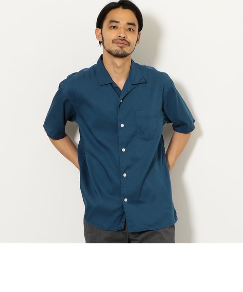 CM STRC テンセル/E ルーズオープンカラー 半袖シャツ｜グリーン