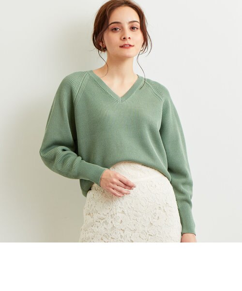 手洗い可能] FFC カタアゼ Vネック ニット｜グリーンレーベル