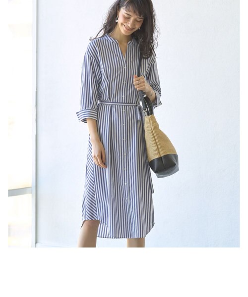 Sea ⭐︎Mal.レレレさんROBE ストライプシャツ 38サイズ 緑 ジョルジュレッシュ 水色ストライプ 七分袖シャツ 38 - メルカリ