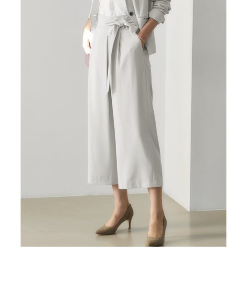 手洗い可能/パウダリードレープ]◇D ワイド パンツ GY ◇No05
