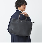 シボ レザーライク ジップ トート バッグ