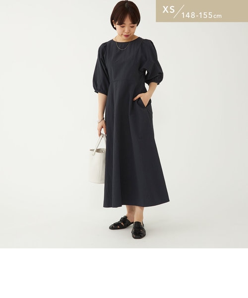 【グリーンレーベルリラクシング】リネン　バルーンスリーブ ワンピース WEB限定】［XS/H148-155cm］バルーンスリーブ ワンピース