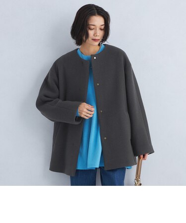 SENTDALE WOOL セントデールウール ノーカラー ミドル コート 
