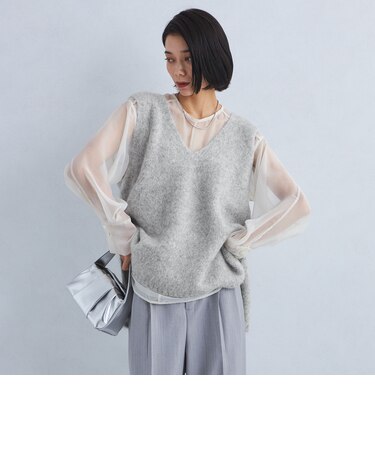 MARLENEDAM マーレンダム アルパカシャギーベスト 視 MK22014