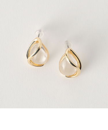 クリア シズク メタルフレーム ピアス