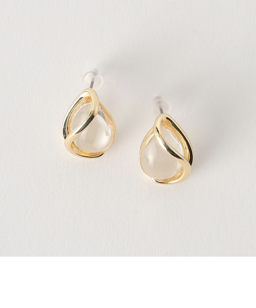 クリア シズク メタルフレーム ピアス