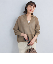 メッシュ スキッパー ニット プルオーバー -ウォッシャブル-