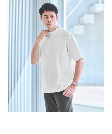 【WEB限定】JUST fit デイリー モック 半袖 Ｔシャツ カットソー -吸水速乾・抗菌-