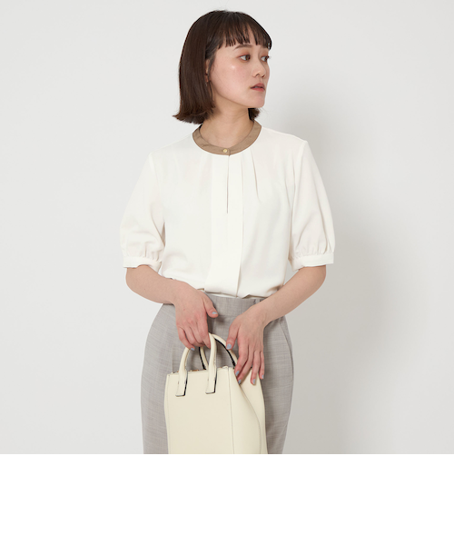 美品　ドゥロワー　リネン100% タックショートスリーブブラウス 美品 ドゥロワー リネン100% タックショートスリーブブラウス