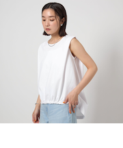 【WEB限定】＜at ease＞ヘムギャザー ノースリーブ カットソー