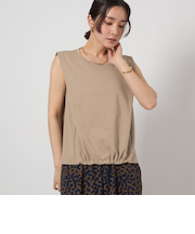 【WEB限定】＜at ease＞ヘムギャザー ノースリーブ カットソー