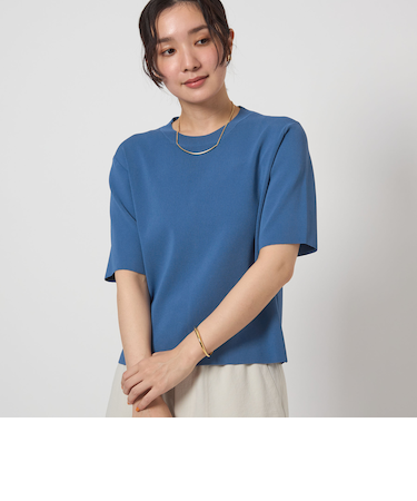 【WEB限定】＜at ease＞ サマー ニット TEE -ウォッシャブル・接触冷感・UVカット-