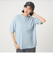 【WEB限定】＜at ease＞ワッフル ヘンリーネック 5分袖 プルオーバー カットソー