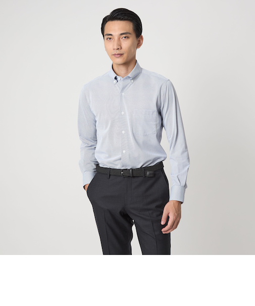 ドット ジャージー ボタンダウン ドレスシャツ -ストレッチ・イージーアイロン・吸水速乾・抗菌-