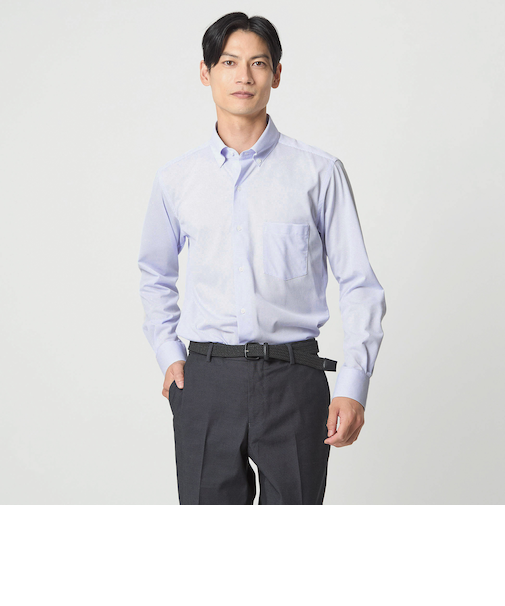 ドット ジャージー ボタンダウン ドレスシャツ -ストレッチ・イージーアイロン・吸水速乾・抗菌-