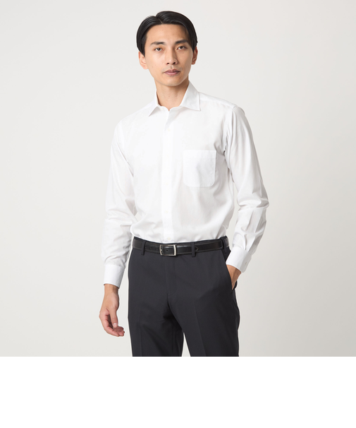 コットン ブロード ショートワイドカラー ドレスシャツ -形態安定-