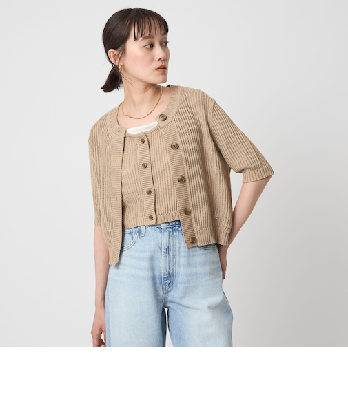 メッシュ ニット ショートスリーブ カーディガン