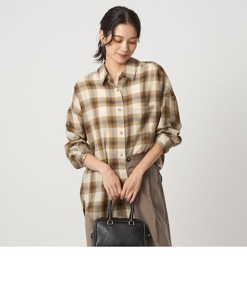 ［size SHORTあり］シアー チェック シャツ