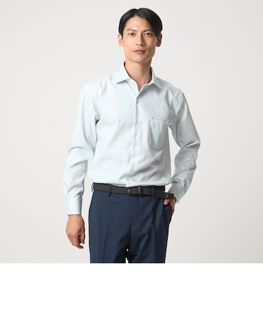 コットン ナローストライプ ワイドカラー ドレスシャツ -イージーアイロン-