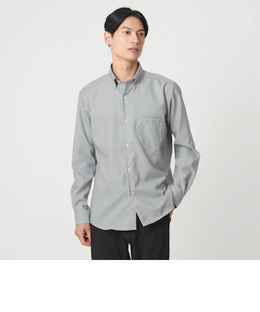 エブリット コットンオックス ギンガムチェック スナップ ボタンダウン シャツ -イージーアイロン-