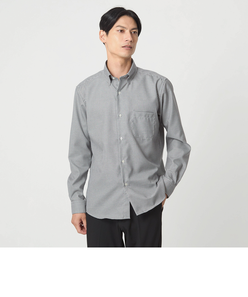 エブリット コットンオックス ギンガムチェック スナップ ボタンダウン シャツ -イージーアイロン-