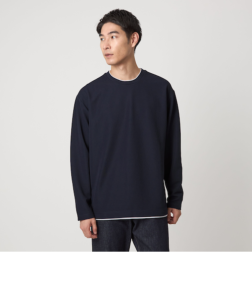 【WEB限定】リップル フェイクレイヤード ロングスリーブ Tシャツ -吸水速乾・抗菌-