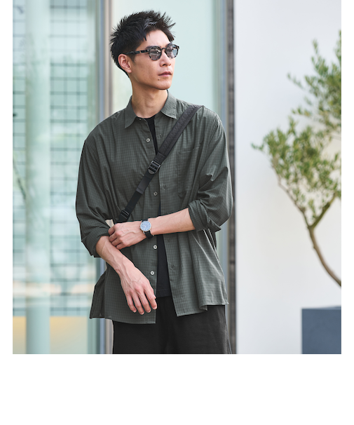 TW シアー チェック ボックス シャツ