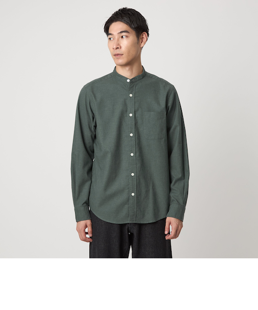 ナチュラルフィット ビエラ バンドカラー シャツ