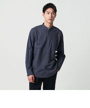 ナチュラルフィット ビエラ バンドカラー シャツ