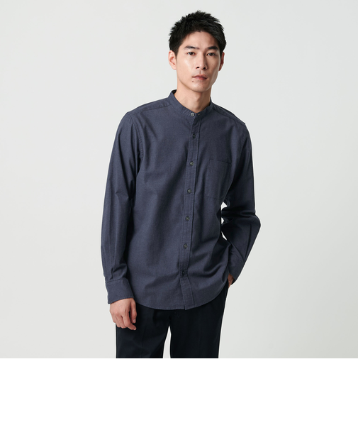 ナチュラルフィット ビエラ バンドカラー シャツ