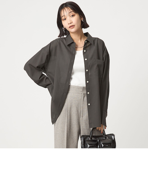 size SHORTあり］ウール混ボイル シャツ -ウォッシャブル