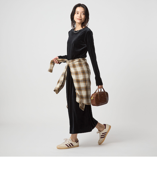 【みにおん】グリーンレーベルリラクシング　ベロアワンピース ダークブラウン ベロア ワンピース｜グリーンレーベル リラクシングの通販｜&mall