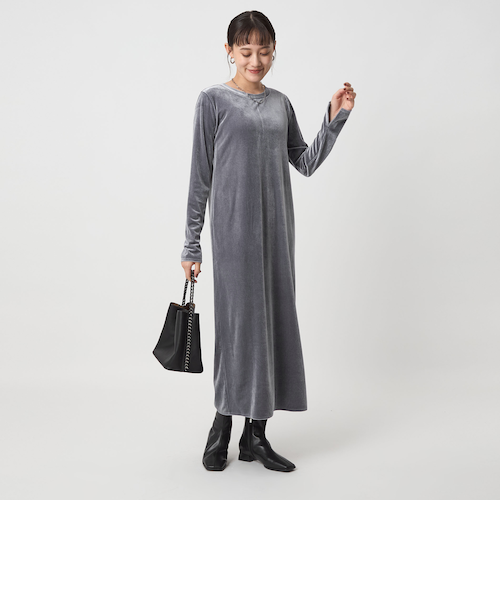 みにおん】グリーンレーベルリラクシング ベロアワンピース ダーク