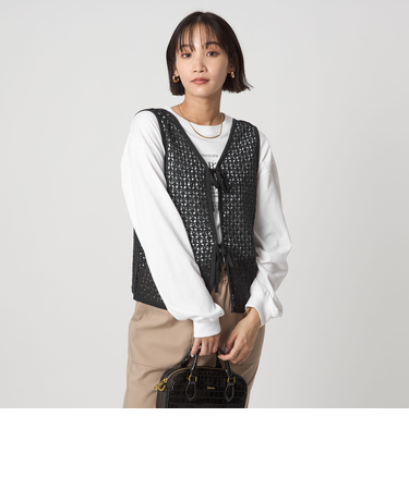 メッシュ 2WAY ノースリーブ ニット プルオーバー ウォッシャブル