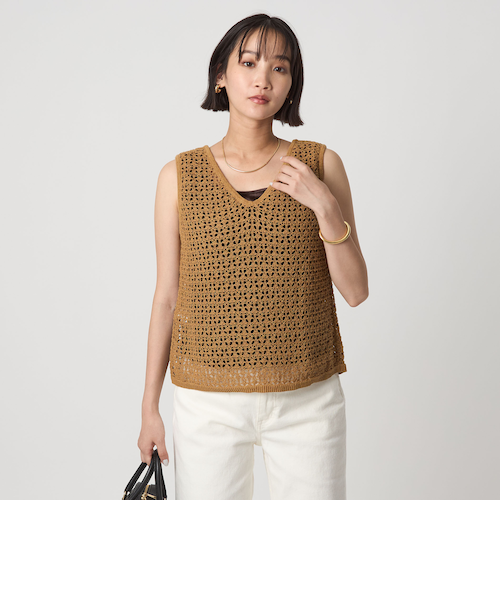 メッシュ 2WAY ノースリーブ ニット プルオーバー
