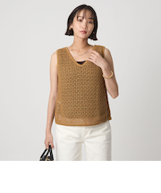メッシュ 2WAY ノースリーブ ニット プルオーバー ウォッシャブル