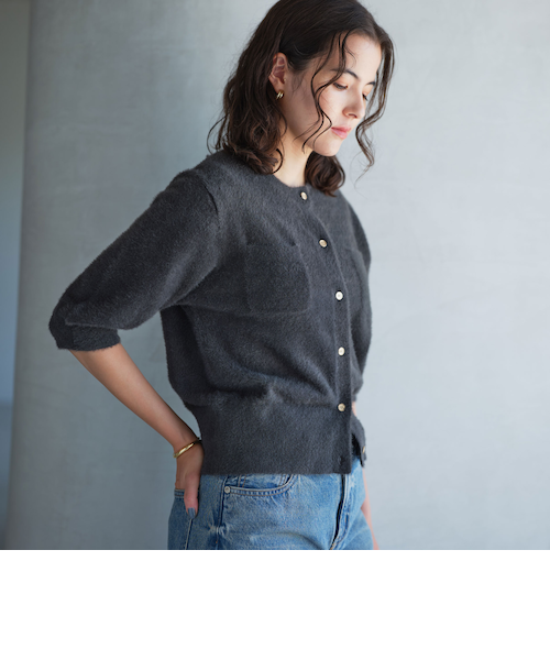 フラッフフェザー ショートスリーブ ニット カーディガン