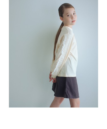 袖フリル ロンT / キッズ 100cm-160cm