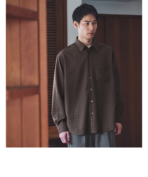 ウォッシャブル ビエラ チェック ジャストルーズ シャツ