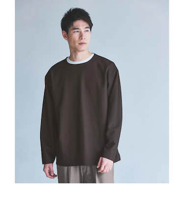 KIVANC ノーカラー 長袖 Tシャツ -ストレッチ-