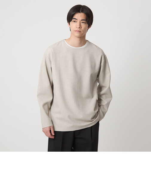 KIVANC ノーカラー 長袖 Tシャツ -ストレッチ-