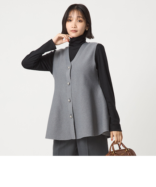 ペプラム ジレ ニット プルオーバー -ウォッシャブル-