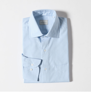 コットン ヘリンボーン ワイドカラー ドレスシャツ -形態安定-