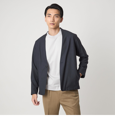 A+ ウールライク 1B ノーカラージャケット -ウォッシャブル・ストレッチ-