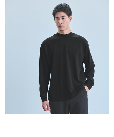 LONG FIBER COTTON クリア モックネック 長袖 Tシャツ
