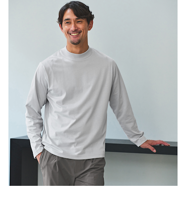 【WEB限定】JUST fit デイリーモック 長袖 Tシャツ -吸水速乾・抗菌-