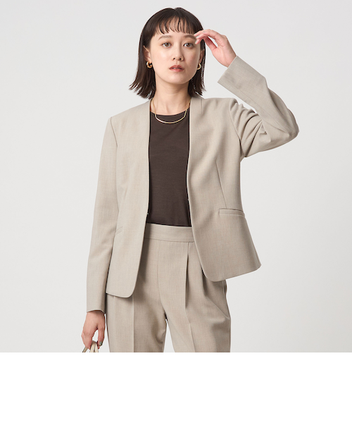 中古ダブルクロス ノーラペル ジャケット ◇No02◇ウォッシャブル・ストレッチ green label relaxing（グリーンレーベルリラクシング）の