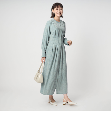 ジャカード ウエスト タック ワンピース 2