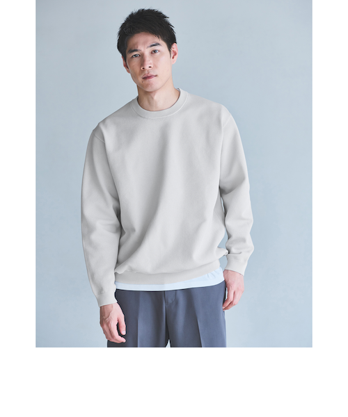 ポリエステル タック編み クルーネック 長袖 ニット｜グリーンレーベル